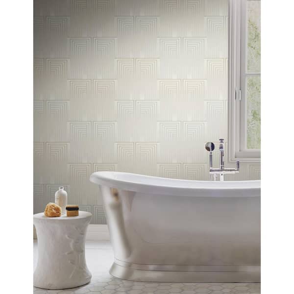 White Vanishing Silver and Gold Peel and Stick Wallpaper