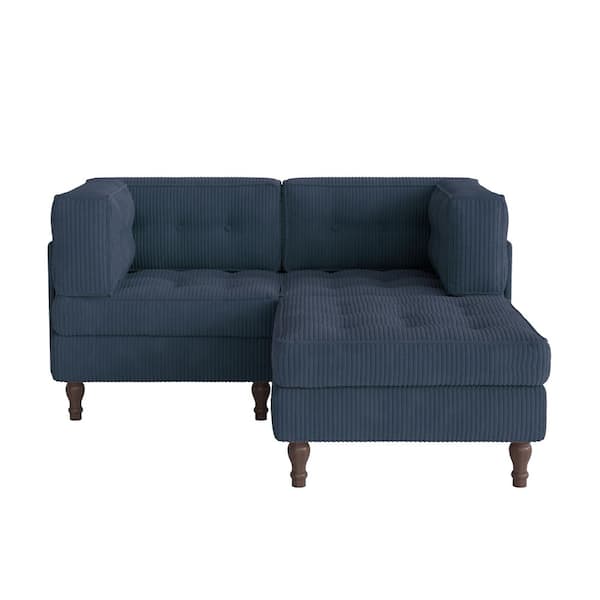 Uixe 65.4 in. Square Arm 3-piece Corduroy L-Shaped Sectional Sofa