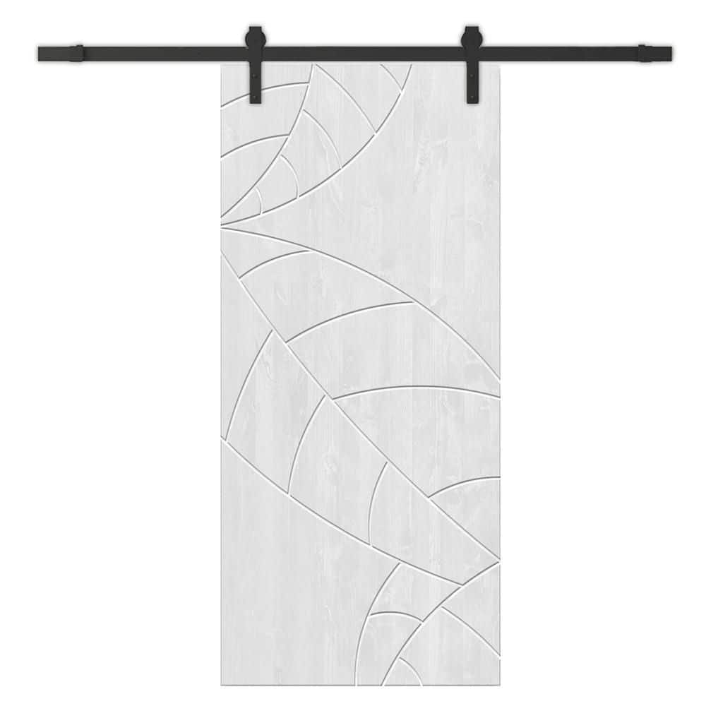44 in. x 80 in. White Stained Pine Wood Modern Interior Sliding Barn Door with Hardware Kit price history on PriceWatchPro