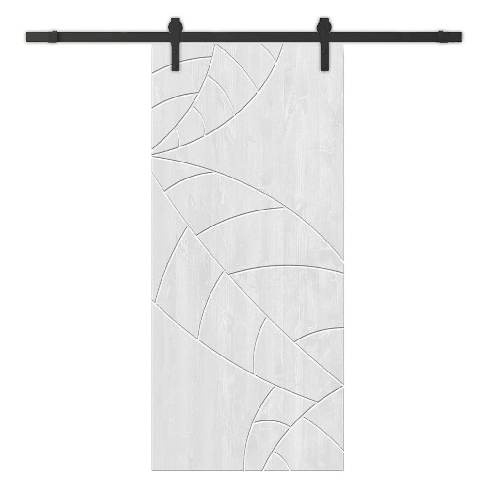 38 in. x 96 in. White Stained Pine Wood Modern Interior Sliding Barn Door with Hardware Kit price history on PriceWatchPro
