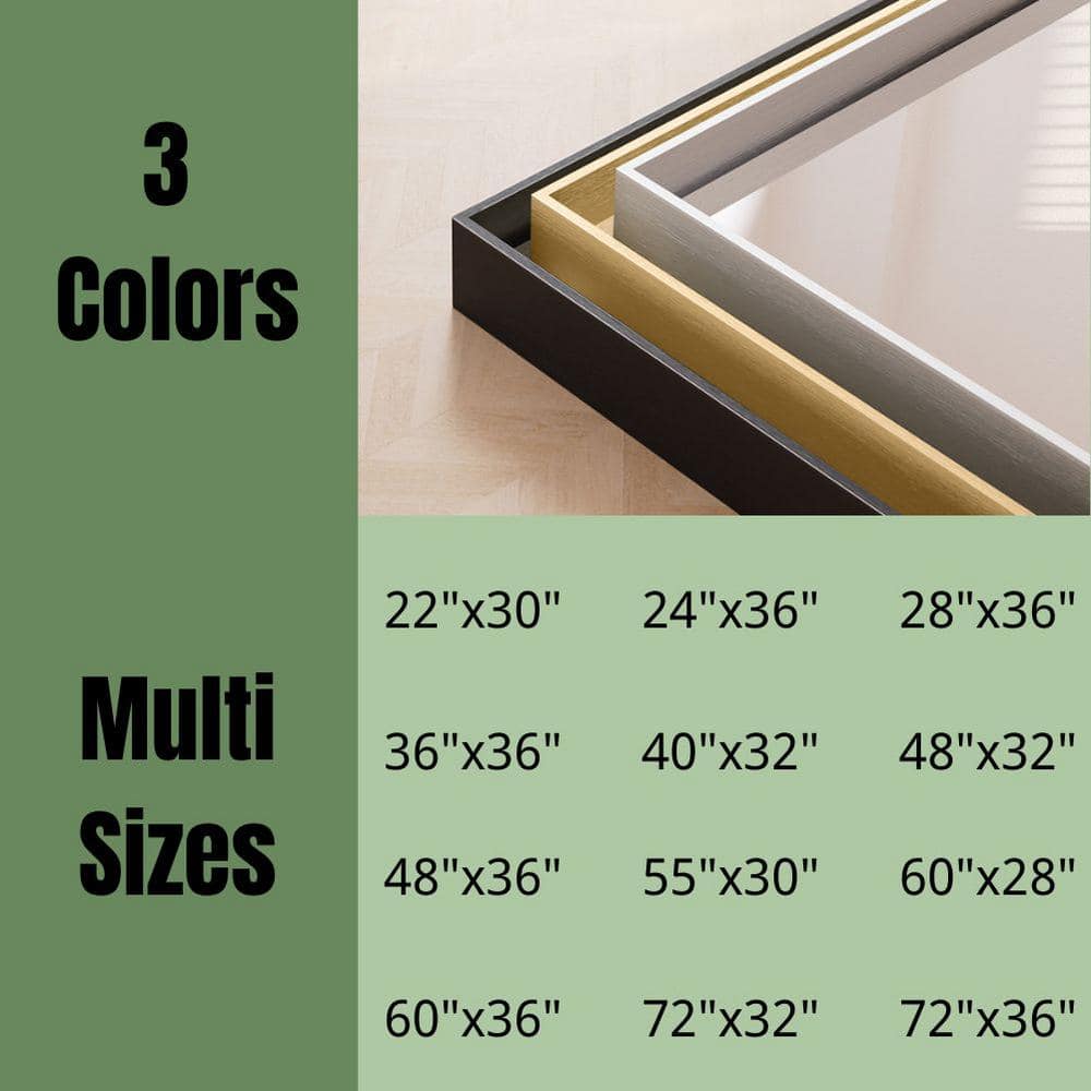 Black Aluminum Framed Rectangular Wall-Mounted Vanity Mirror