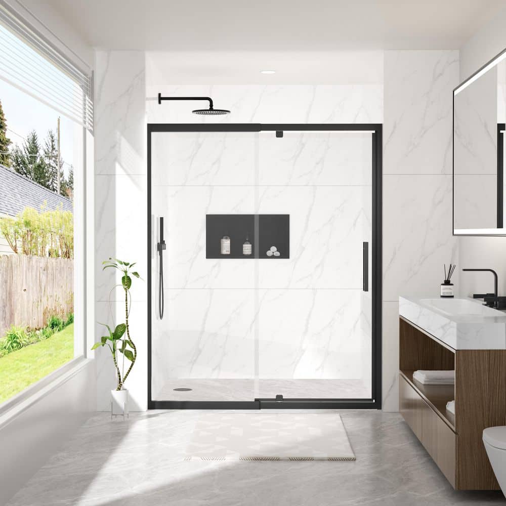 38-42 in. W x 72 in. H Pivot Swing Framed Shower Door in Matte Black with Nano-Coated Tempered Glass and Waterproof Seal price history on PriceWatchPro