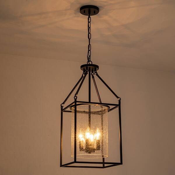 LLHZSY Dvorakova 4-Light Black Lantern Chandelier with Seedy