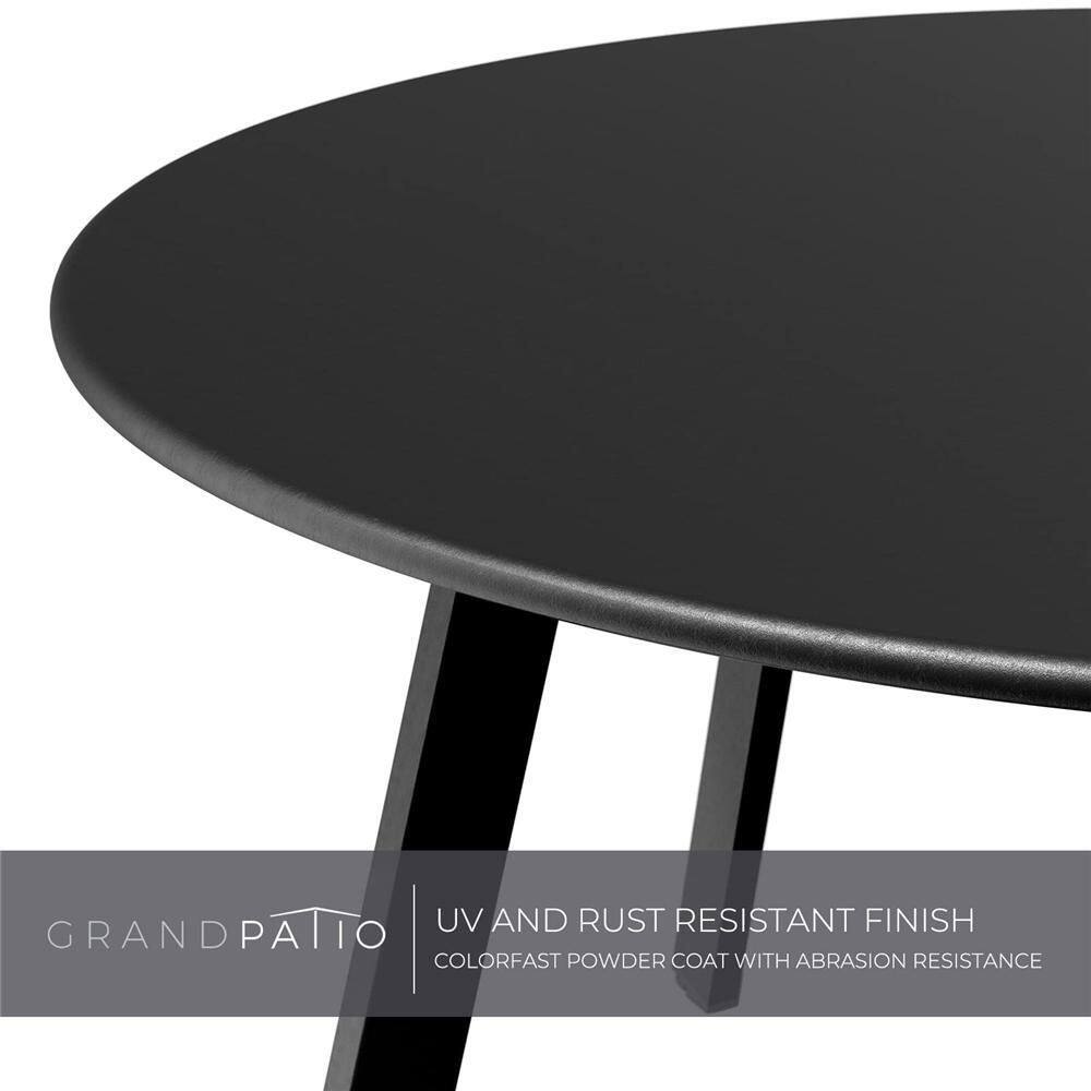 Black Round Steel Outdoor Coffee Table, Weather Resistant