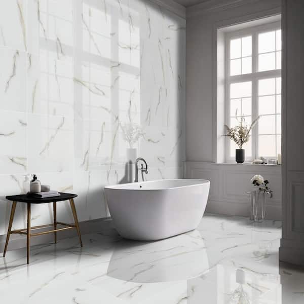 Alvara Bianco 24 in. x 24 in. Polished Porcelain Floor and Wall Tile (16 sq. ft. / Case)