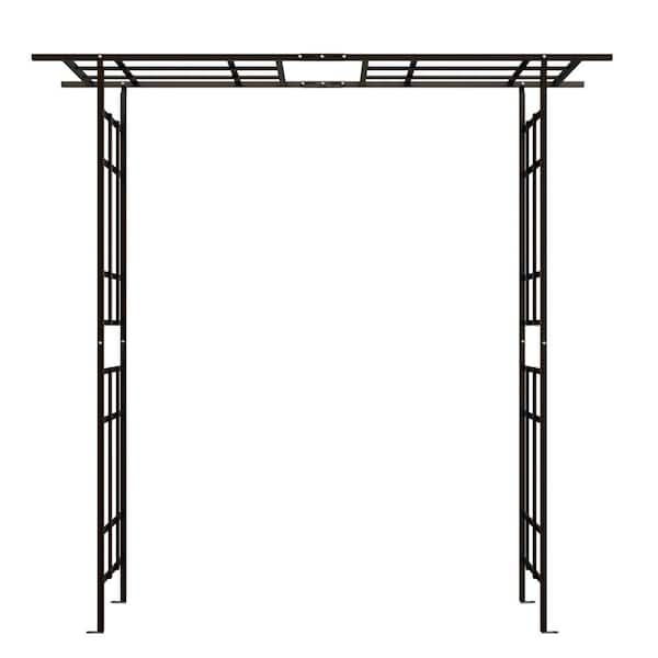 Black Metal Garden Arch Adjustable Width, H 77 in. 56 in. Climbing Plants Support Arbor Trellis Outdoor Garden Privacy