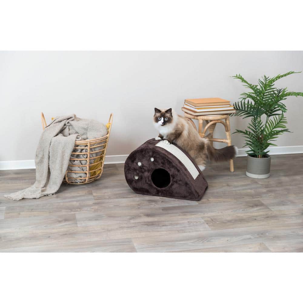 Chocolate Brown Sisal Cat Condo with Scratching Surface