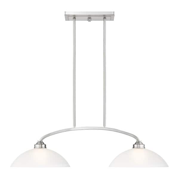 AVIANCE LIGHTING Stonecrest 2-Light Brushed Nickel Linear Chandelier with Satin Glass