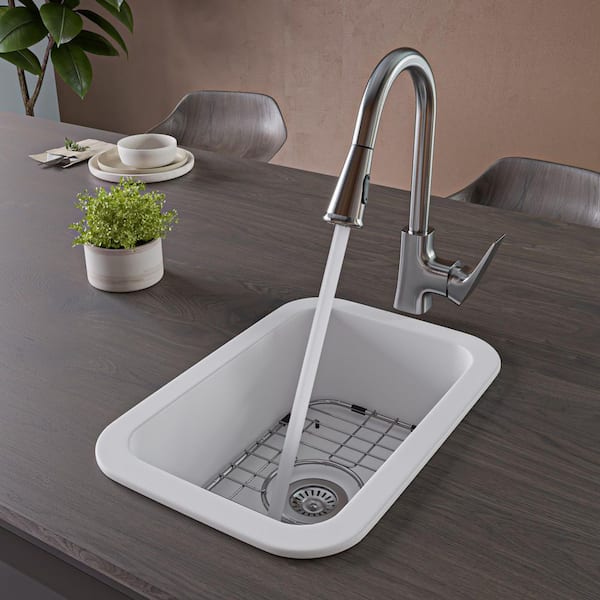 Undermount Fireclay 13 in. Single Bowl Kitchen Sink in White