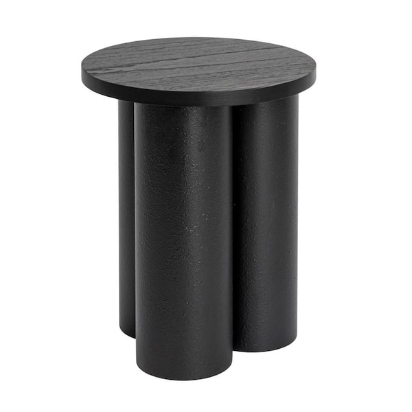 Storied Home Arlo 15.8 in. Black Round 3-Column Wood End Table