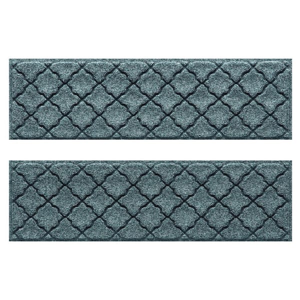 Waterhog Cordova Bluestone 8.5 in. x 30 in. PET Polyester Indoor Outdoor Stair Tread Cover (Set of 4)