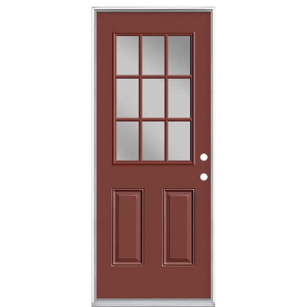 Masonite 32 in. x 80 in. 9 Lite Left Hand Inswing Painted Steel Prehung Front Exterior Door No Brickmold