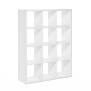 Cubicle 57.95 in. Tall White Wood 12-Cube Bookcase