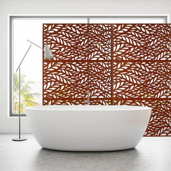 6.3 ft. H x 4 ft. W Rust Red Metal Outdoor Privacy Fence Decorative Screen Panel Garden Fence Panel for Balcony Patio
