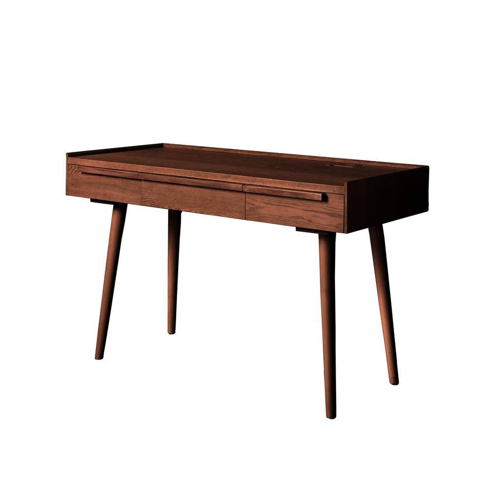 DEVON & CLAIRE Anya 48 in. Wide Brown Wood Writing Desk MDV214052BRN