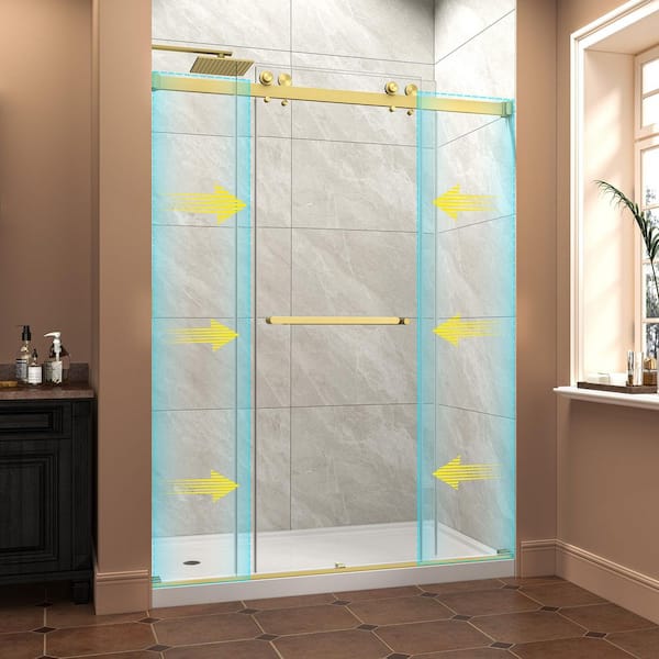 TOOLKISS 55 in. to 60 in. W x 76 in. H Sliding Frameless Shower