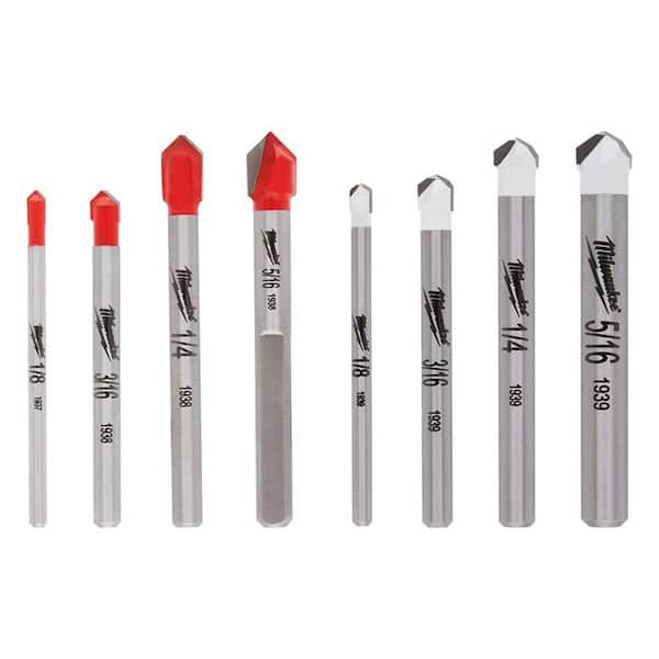 Milwaukee Carbide Glass and Tile Bit Set & Natural Stone Bit Set (8-Pack)