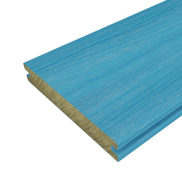 NewTechWood UltraShield Naturale Magellan 1 in. x 6 in. x 1 ft. Caribbean Blue Solid with Groove Composite Decking Board Sample