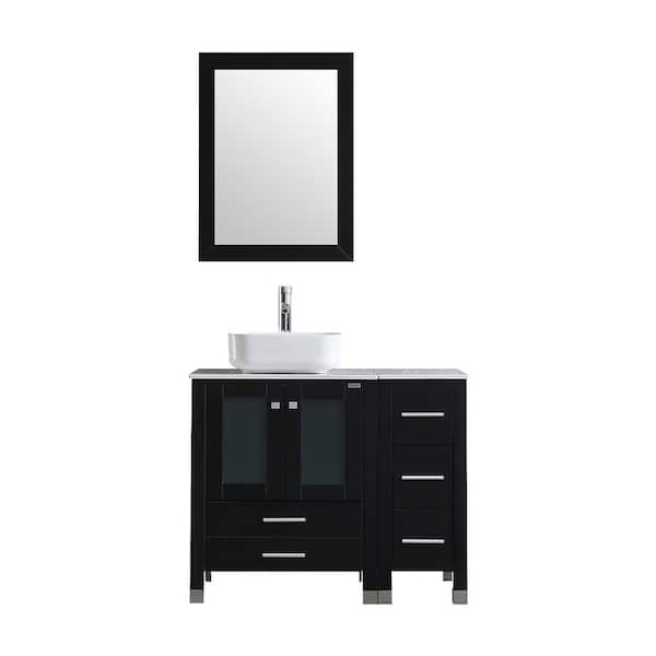 Tatahance 36 in. W x 21.7 in. D x 29.5 in. H Single Sink Bath Vanity in Black with White Top and Mirror