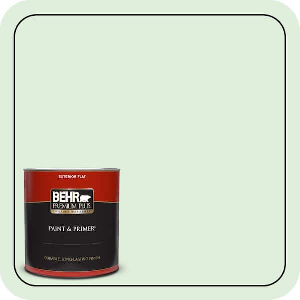BEHR PREMIUM PLUS 1 qt. #450C-2 Breath of Spring Flat Exterior Paint & Primer