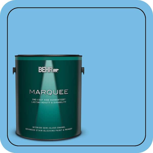 BEHR MARQUEE 1 gal. #550B-4 Costa Rica Blue Semi-Gloss Enamel Interior Paint & Primer