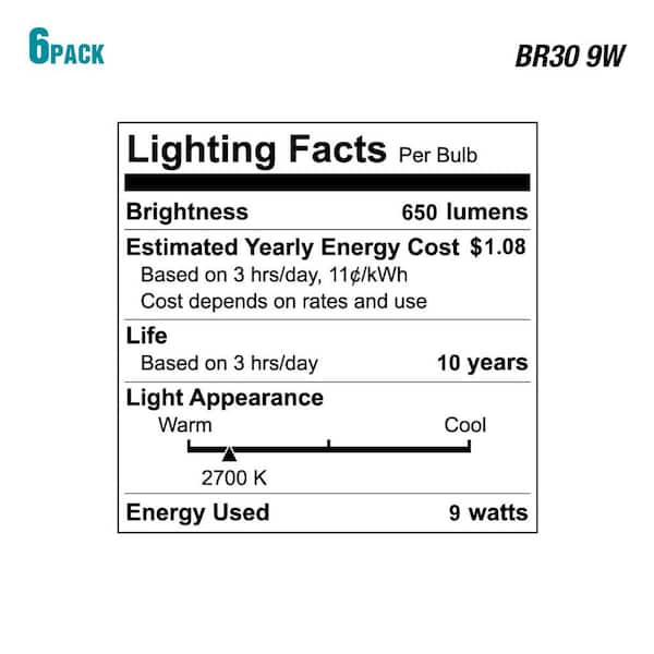 EcoSmart 65 Watt BR30 LED Light Dimmable Bulbs Soft White 12 Pack 