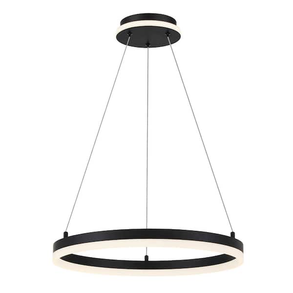 George Kovacs Recovery 32-Watt Black Integrated LED Pendant with White Etched Acrylic Shade