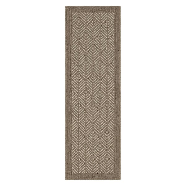 Mohawk Home Aspen Border Beige/Starch 2 ft. x 6 ft. Machine Washable Runner Area Rug