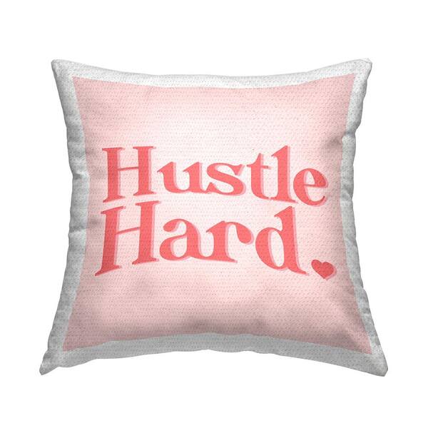 Stupell Industries Hustle Hard Peach Coral Typography Heart Pink