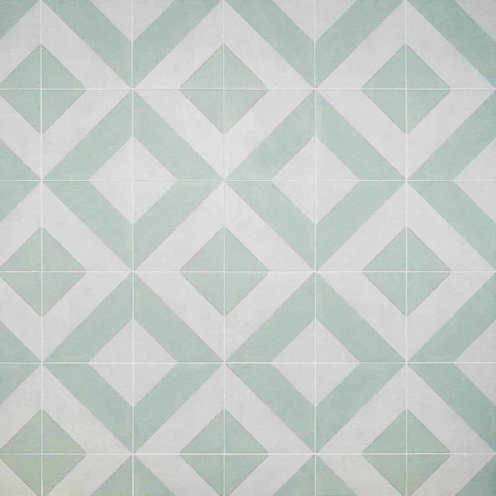 Sage and White Diagonal 9" x 9" Porcelain Tile