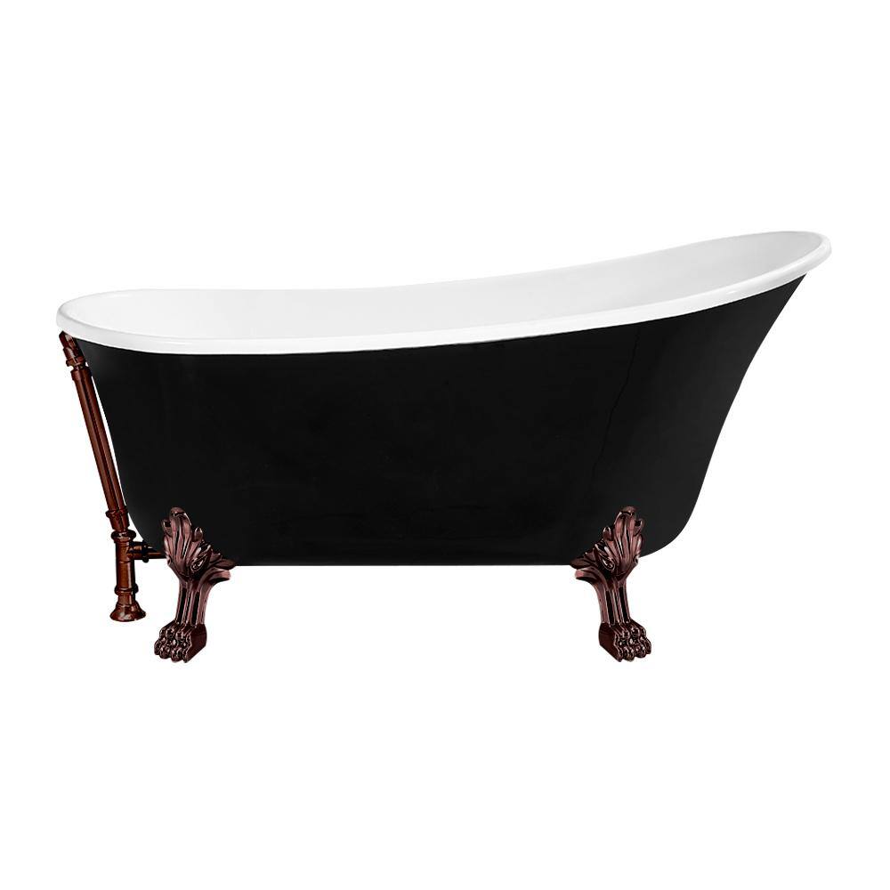 Streamline 67 in. Acrylic Clawfoot NonWhirlpool Bathtub in Glossy