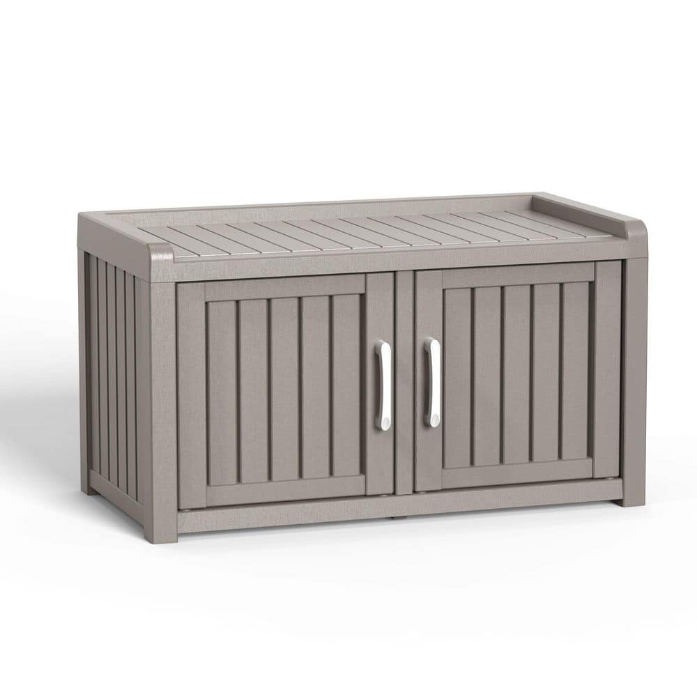 27Gal. Double Door Shoe Cabinet Gray 31.89 in. x 17.32 in. x 17.91
