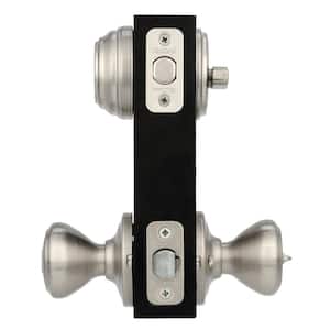 Cameron Satin Nickel Exterior Entry Door Knob and Single Cylinder Deadbolt Combo Pack Featuring SmartKey Security