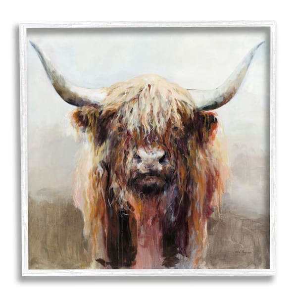 Stupell Industries Abstract Shaggy Cattle Portrait Farm Animal By Marilyn Hageman Framed Print Animal Texturized Art 12 in. x 12 in.