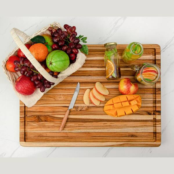  Fiery Chef Bamboo Cutting Board Set of 4 - Wood Cutting Board  Set with Holder, Chopping Boards Set with Food Icons, Juice Groove - Ideal  for Meat, Fish, Bread, Vegetable, Fruit
