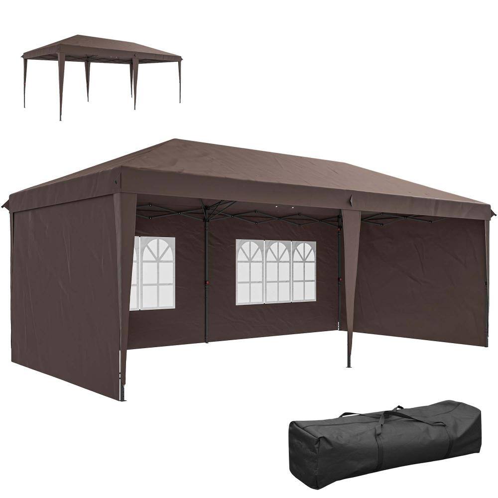 20 ft. W x 10 ft. D Pop Up Canopy Tent with 4 Sidewalls, Instant Gazebo with Carry Bag for Garden, Coffee price history on PriceWatchPro