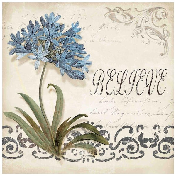 Yosemite Home Decor 20 in. x 20 in. Cerulean Agapanthus Hand Painted Contemporary Artwork