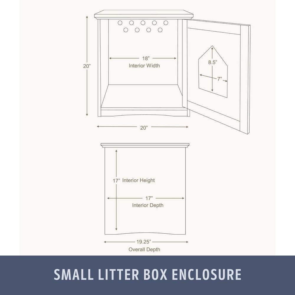 White Wooden Cat Litter Box Enclosure with Front Door