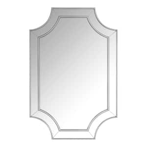 Medium Ornate Silver Beveled Glass Classic Accent Mirror (24 in. H x 35 in. W)