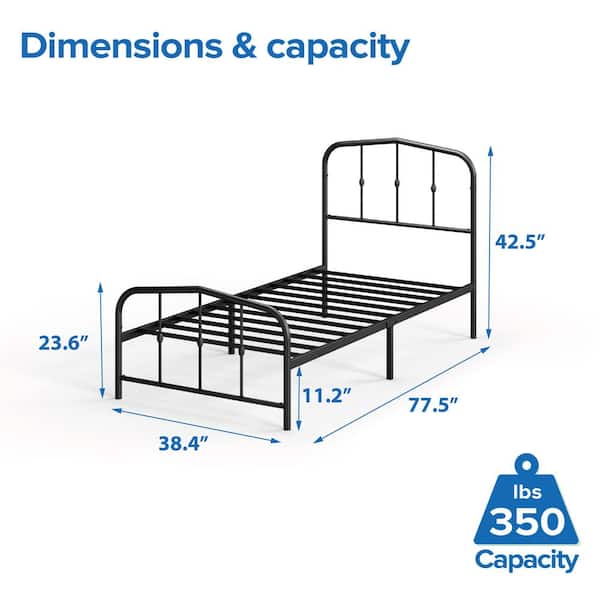 Zinus Clara Black Metal Frame Twin Platform Bed Frame CLO-VVAS-42T