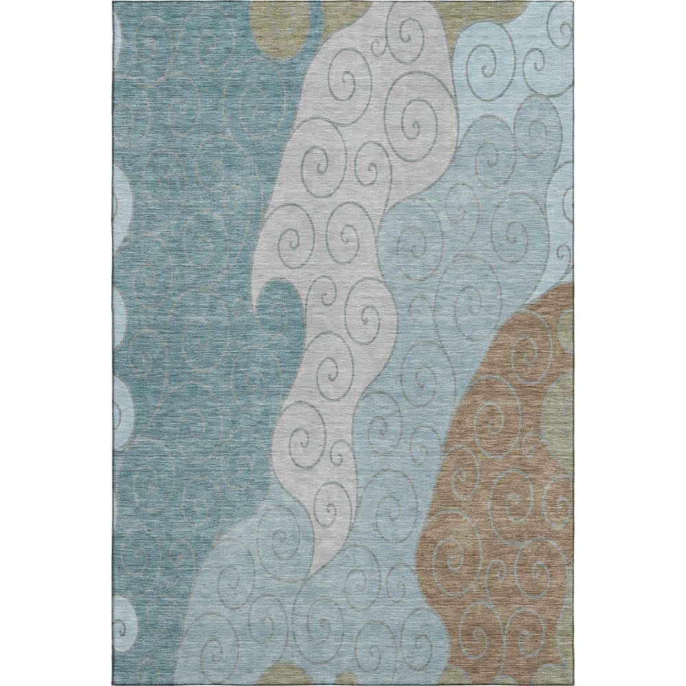 Mayfield Premium Machine Washable Abstract AMF2464 Teal 10 ft. x 14 ft. Area Rug price history on PriceWatchPro