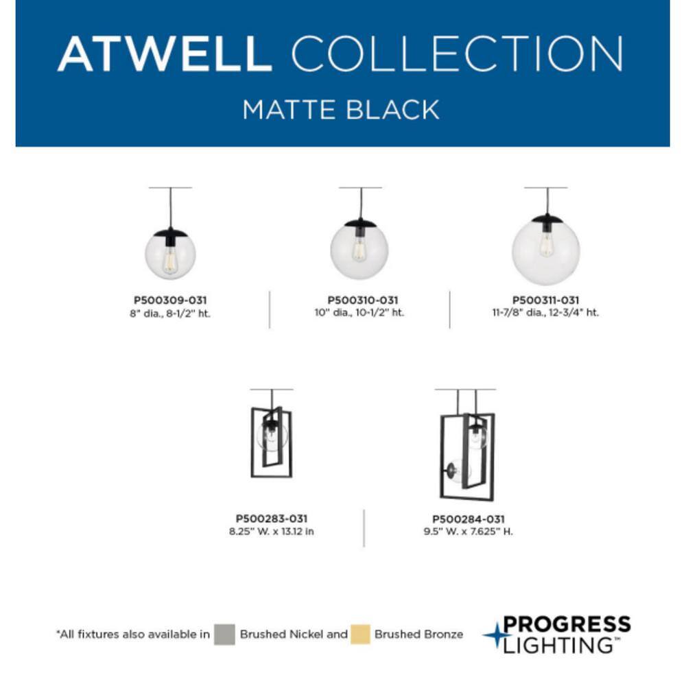 Atwell Matte Black Glass Globe Pendant Light