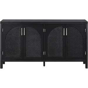 Black and MDF 60 in. Sideboard with 2-Adjustable Shelves