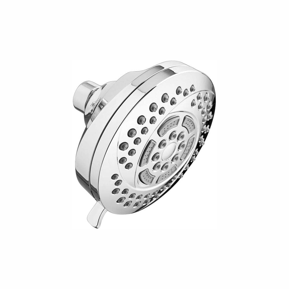 Hydrofocus 6-Spray 4.5 in. Single Wall Mount Fixed Rain Shower Head in Poli