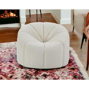 Amelia 29 in. White Fabric Barrel Chair with Swivel