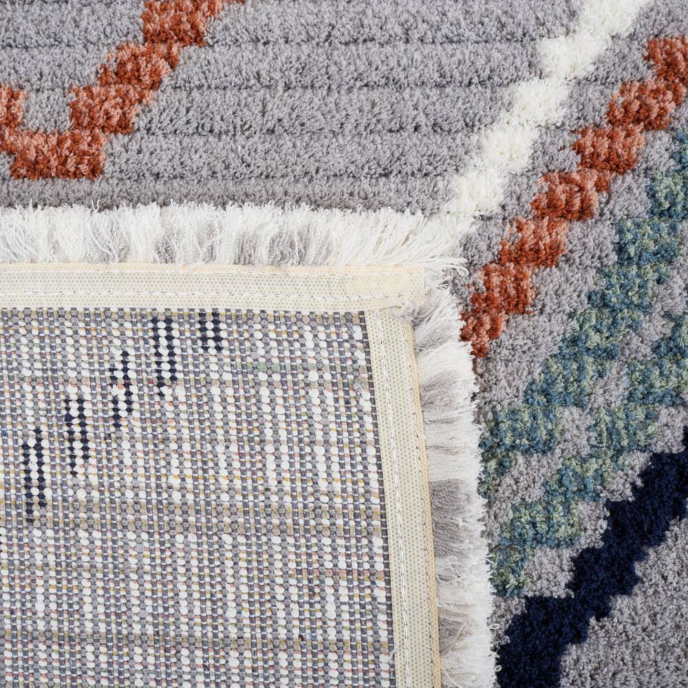 Gray and Blue Rust Synthetic Flat Woven 8' x 10' Area Rug