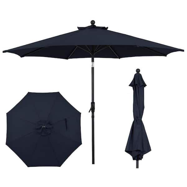 9 double vented patio umbrella with tilt AE Outdoor 9 ft. Patio Umbrella w/ Auto-Tilt and Crank Lift-Double Vented Canopy, Wind-Resistant Ribs, UV/Water-Resistance(DKBLUE)
