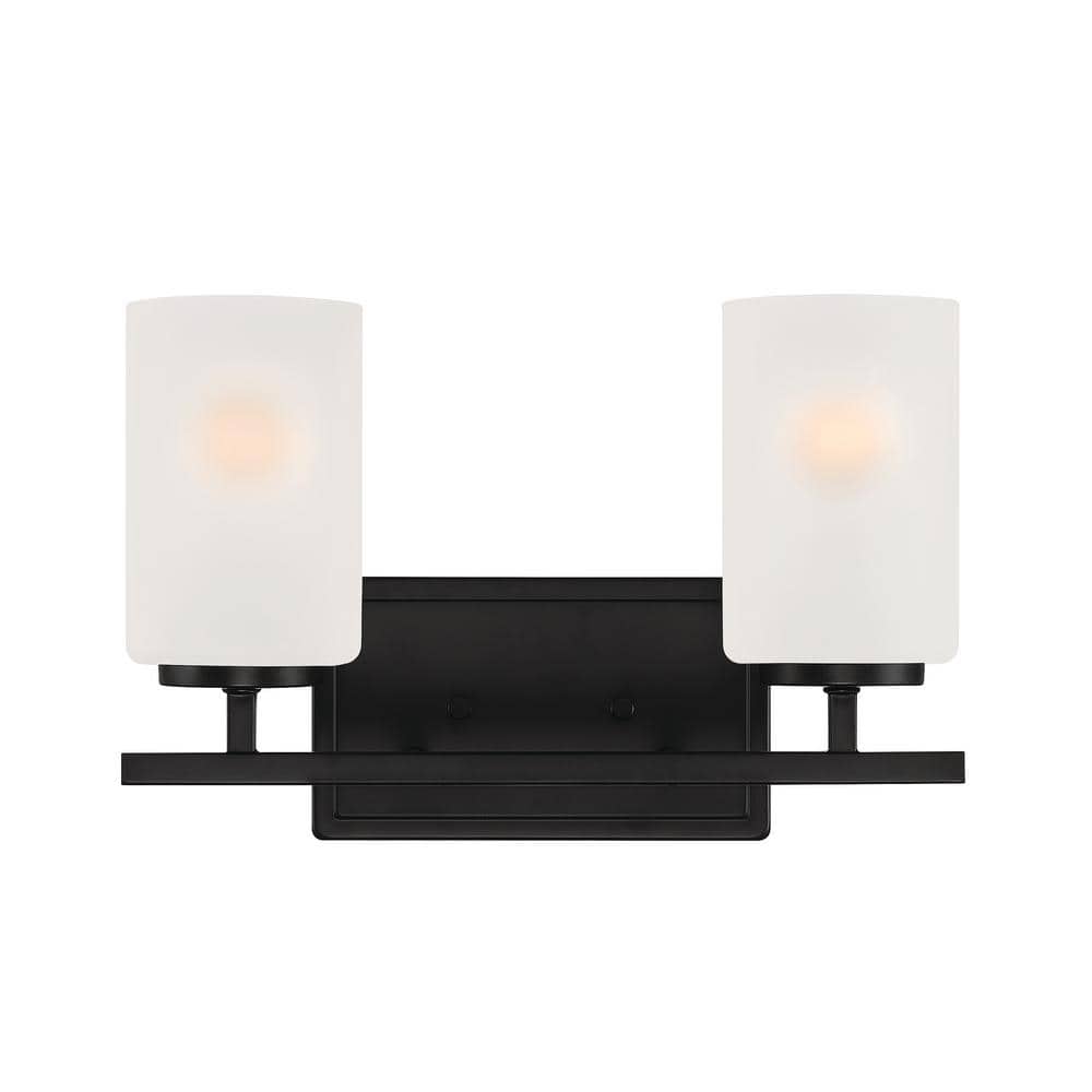 Matte Black 2-Light Modern Bathroom Vanity Fixture