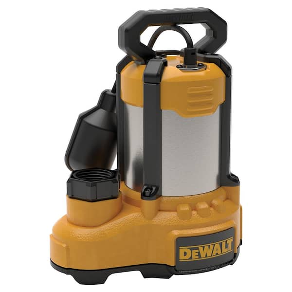 DEWALT 1/2 HP Stainless Steel/Cast Iron Submersible Sump Pump, Tethered Switch