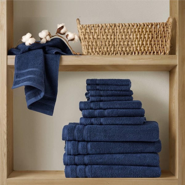 400GSM Essential Bundle 12-Piece Indigo Cotton Bath Towel Set